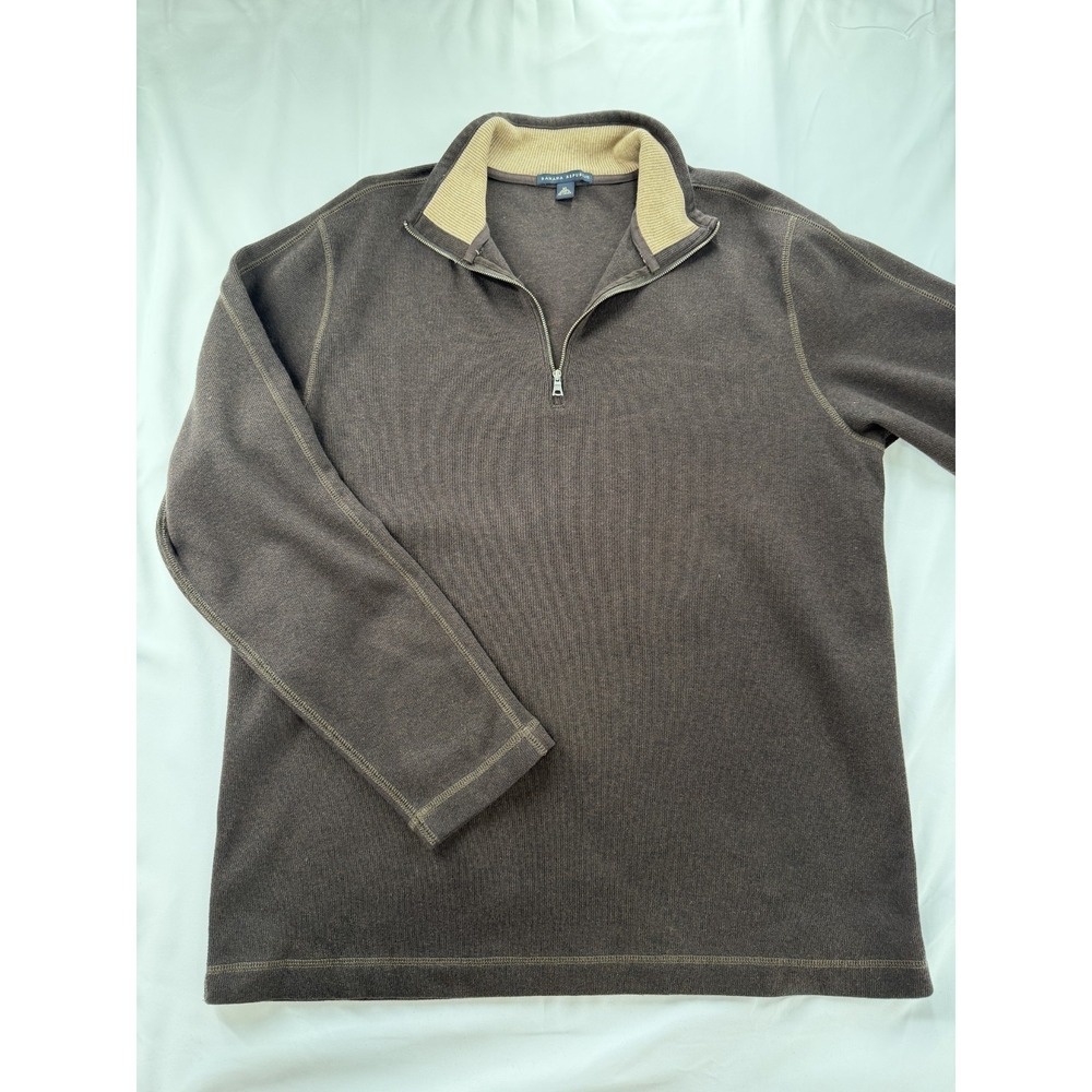 Banana Republic Quarter Zip Pullover Mens XL Brown 100% Cotton Sweater